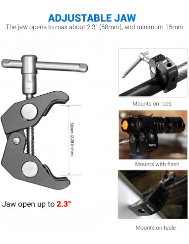 Nano Clamp (x2) SmallRig 2058 - Fixations polyvalentes 1/4" et 3/8"