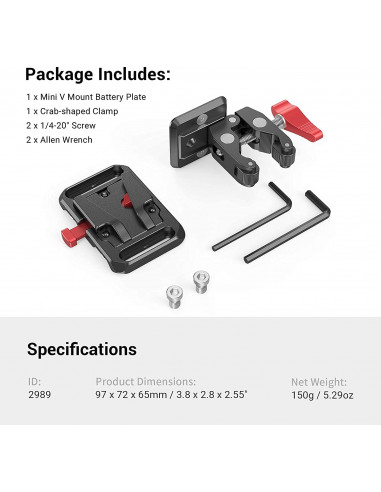 Plaque pour mini batterie v mount - small rig 2989 - Produits techniques