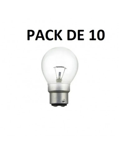 Ampoule à incadescence sphérique claire - B22 (baïonnette) - 15W (pack de 10)