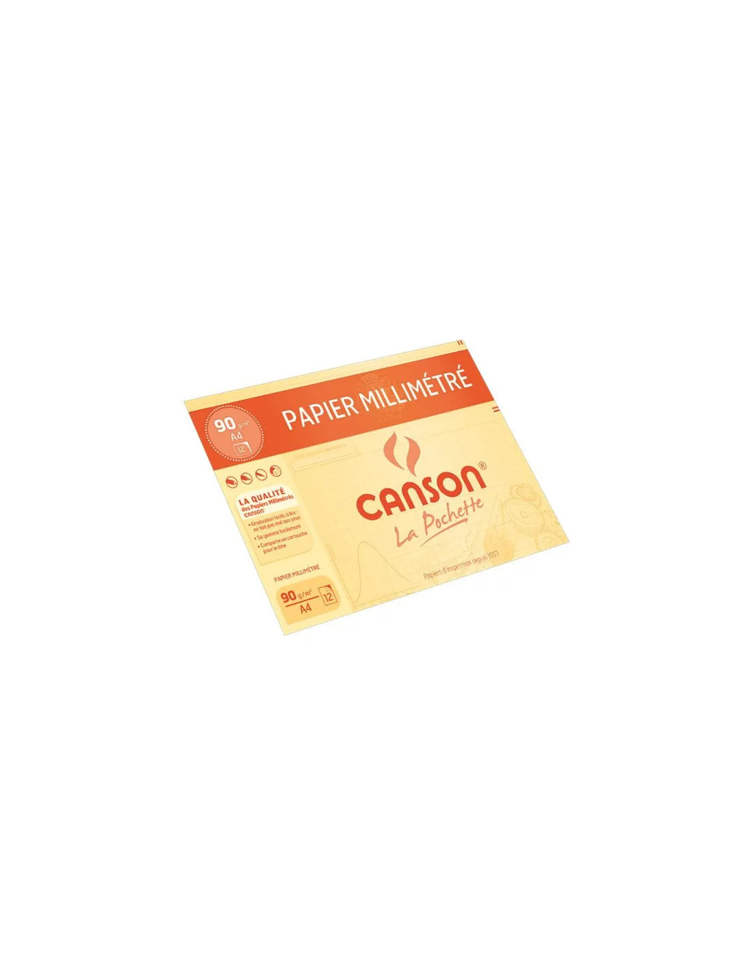 Pochette papier millimétré A4 90g 16f CANSON : La pochette à Prix