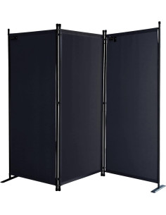 Paravent leger aluminium toile noire 1.65m de haut sur 4 panneaux de 45cm