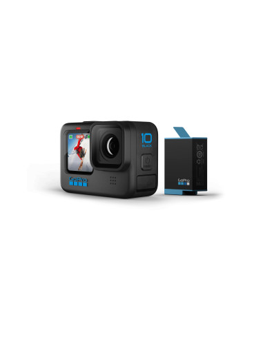 GoPro Hero10 pack (with 2 batteries, 256GB SD card, swivel clip, shorty and case)