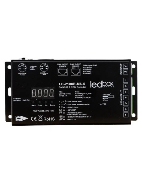 LEDBOX - Driver Led - 1 Sortie RVBWWA - Pilotable DMX - 6 x 6A - Lampes et éclairage