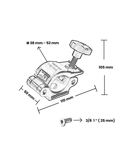 Grip film - Set de 2 Colliers de Serrage Demi-Circulaire Ø38–52 mm – Aluminium Noir, Charge Lourde - Outillages et Accessoires C