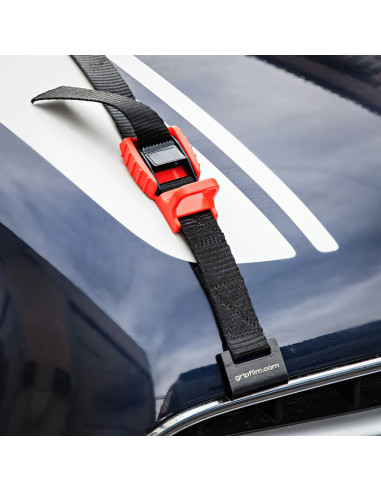 Grip film  - Sangle de Fixation Voiture 25mm avec Boucle à Déverrouillage Rapide – Noire & Rouge – 3 m - Outillages et Accessoir