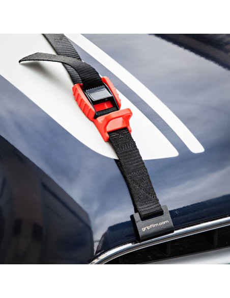 Grip film  - Sangle de Fixation Voiture 25mm avec Boucle à Déverrouillage Rapide – Noire & Rouge – 3 m - Outillages et Accessoir
