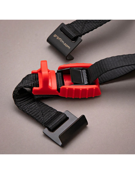 Grip film  - Sangle de Fixation Voiture 25mm avec Boucle à Déverrouillage Rapide – Noire & Rouge – 3 m - Outillages et Accessoir