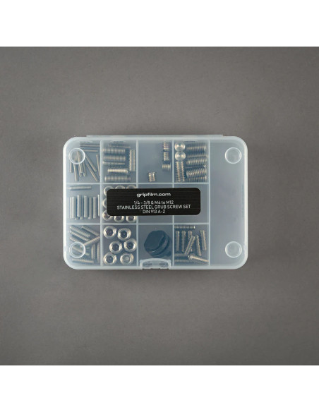 Grip film - Set de 85 Vis Sans Tête Inox DIN 913 – Filetages 1/4 à 3/8 & M4 à M12 - Outillages et Accessoires Caméra - Caméra