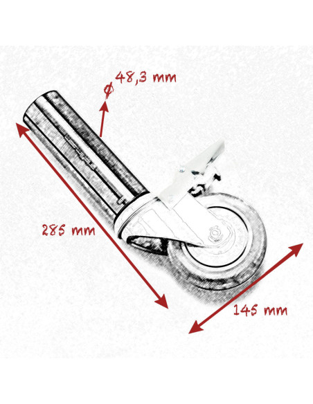Grip film - Set de 3 Starter Pins Ø48,3 mm avec Roues Pivotantes Ø100 mm et Vis Inox – Charge 100 kg - Outillages et Accessoires