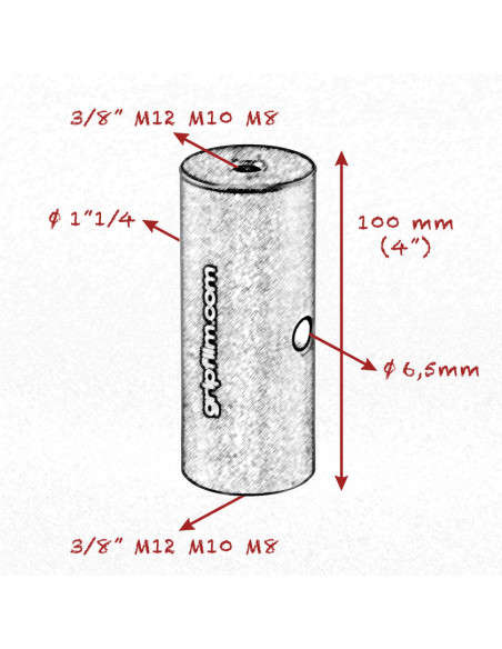 Grip film - Grip film - Set de 4 Starter Pins Ø42 mm – Filetages 3/8", M8, M10, M12, Aluminium Noir Anodisé - Outillages et Acce