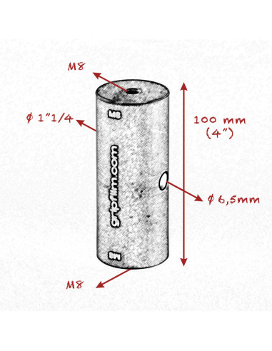 Grip film  - Kit de 2 Starter Pins 42 mm (1" 1/4) - Filetage M8 femelle des deux côtés - Outillages et Accessoires Caméra - Camé