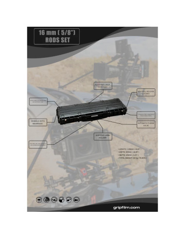 Grip film - Coffret Complet – Set de 110 Tiges de Précision Aluminium Ø16mm (100 à 1100 mm)- Outillages et Accessoires Caméra -