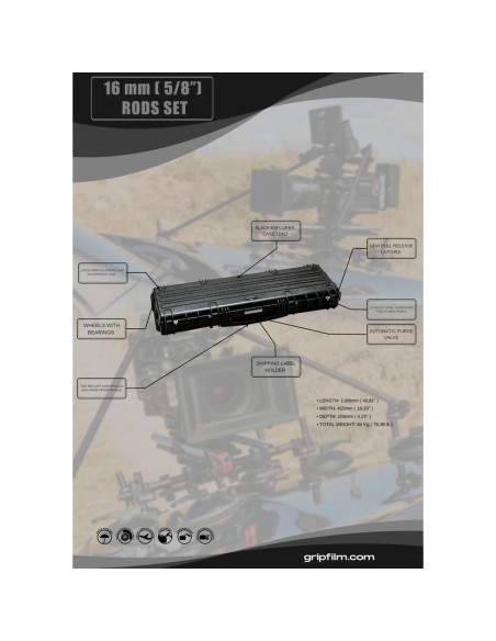 Grip film - Coffret Complet – Set de 110 Tiges de Précision Aluminium Ø16mm (100 à 1100 mm)- Outillages et Accessoires Caméra -