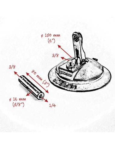 Grip film  - Ventouse 150 mm avec Broche 16 mm (5/8") et Filetage 3/8" - Outillages et Accessoires Caméra - Caméra