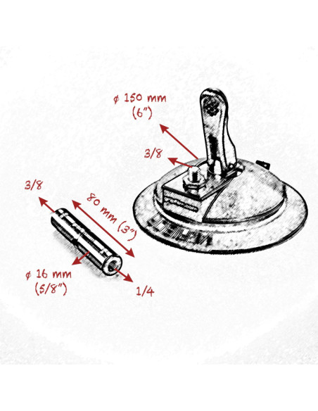 Grip film  - Ventouse 150 mm avec Broche 16 mm (5/8") et Filetage 3/8" - Outillages et Accessoires Caméra - Caméra