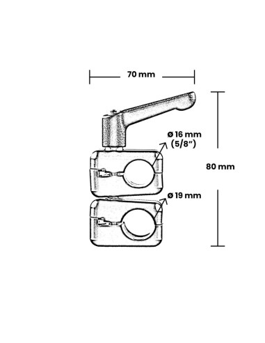 Grip film  - Set de 2 Colliers Articulés 16 mm (5/8") vers 19 mm (Rod Caméra) + Leviers de Serrage M6 – Bicolore - Outillages et