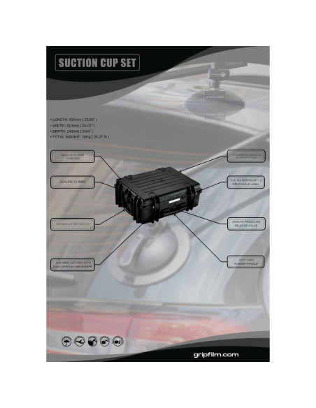 Grip film  - Set Complet de Ventouses Grip – Ø85 à Ø150 mm avec Broches 16 mm - Outillages et Accessoires Caméra - Caméra