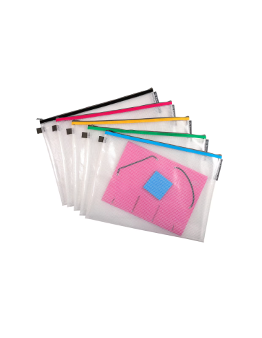 Pochette de rangement à fermeture éclair A3 A4 A5 Exacompta couleurs assorties