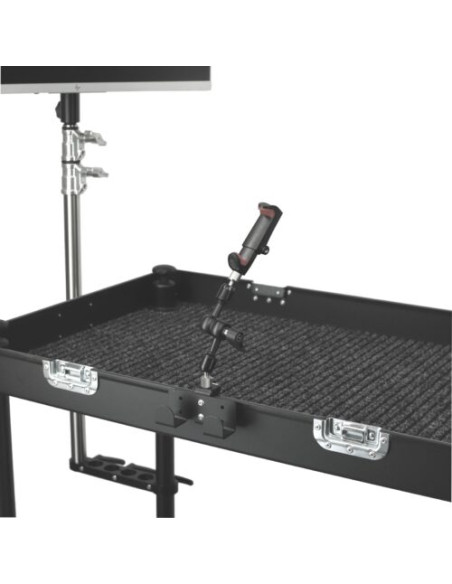 Filmcart - Steel Double small flat black hook + Quick clamp with threaded hole and adapter 3/8" to 1/4"