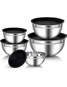 Set of 5 stainless steel cups with lids - Location Regie