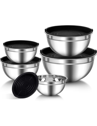 Set of 5 stainless steel cups with lids - Location Regie