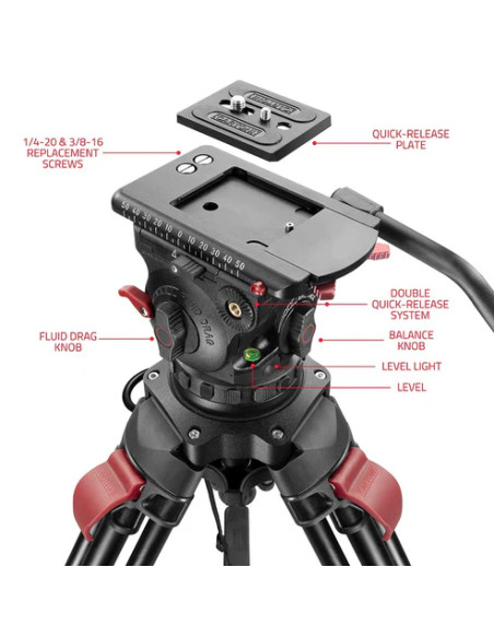 SHAPE - Focus 12 Fluid Head with Red Lock Tripod