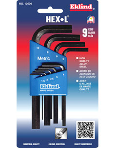 EKLIND 10509 Metric Short Hex Key Set – 9 pcs