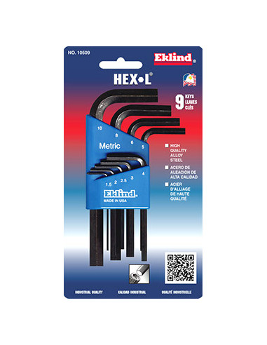 EKLIND 10509 Metric Short Hex Key Set – 9 pcs