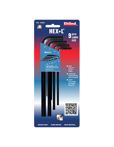 EKLIND 10609 Metric Long Hex Key Set – 9 pcs