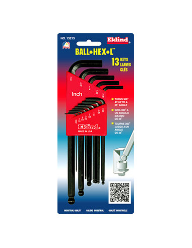 EKLIND 13213 Long Ball-End Hex Key Set – Imperial – 13 pcs