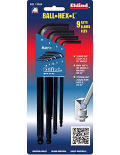 EKLIND 13609 Metric Long Ball-End Hex Key Set – 9 pcs