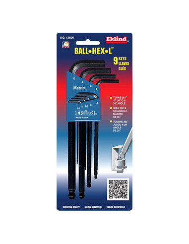 EKLIND 13609 Metric Long Ball-End Hex Key Set – 9 pcs