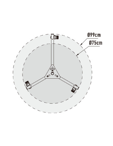 Pied base pliable à roulettes 28mm KUPO