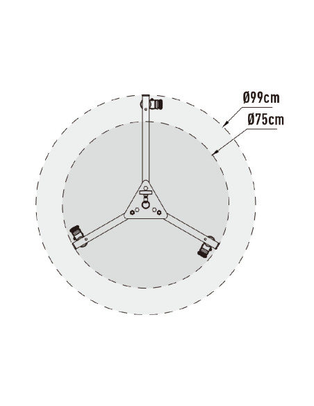 KUPO Folding Base with Wheels 28mm - Chrome Steel