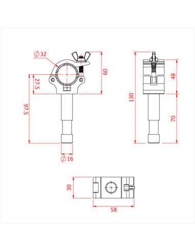 DOUGHTY T58855 32 mm Clamp with 16 mm Spigot
