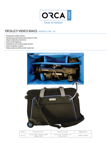 ORCA OR-10 Sac vidéo trolley professionnel