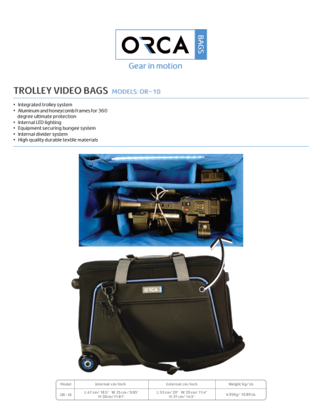 ORCA OR-10 Sac vidéo trolley professionnel