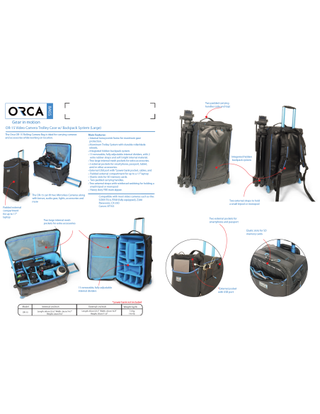 ORCA OR-15 Rolling Video Camera Case with Backpack
