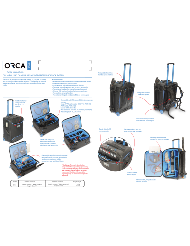 ORCA OR-16 Valise caméra trolley sac à dos