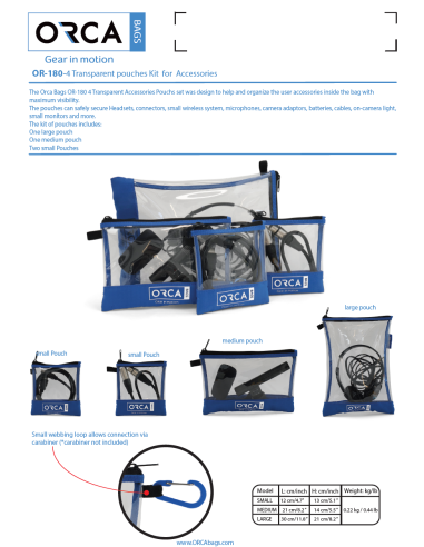 ORCA OR-180 Transparent Accessories Pouches Kit