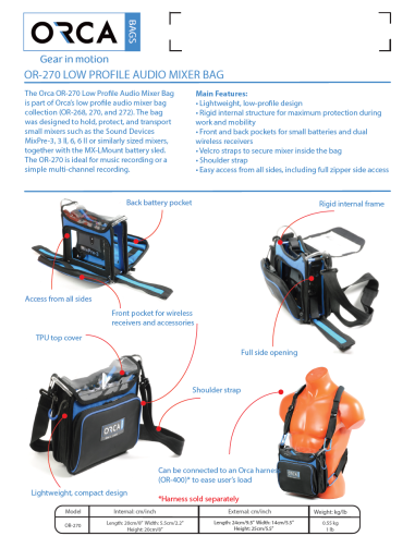 ORCA OR-270 Sacoche audio low profile