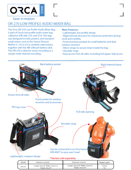 ORCA OR-270 Low Profile Audio Mixer Bag