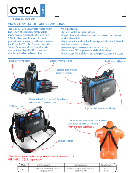 ORCA OR-272 Low Profile Audio Mixer Bag