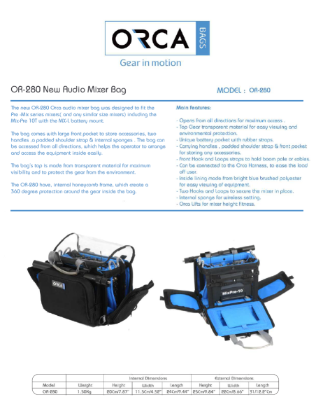 ORCA OR-280 Small Audio Mixer Bag