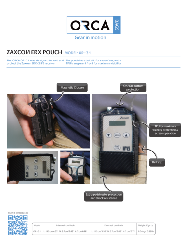 ORCA OR-31 Zaxcom ERX-2 IFB Pouch