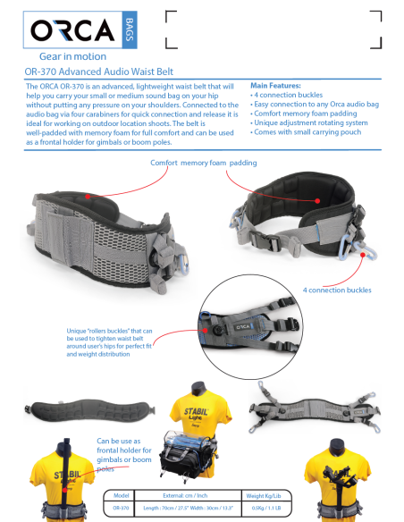 ORCA OR-370 Advanced Audio Waist Belt