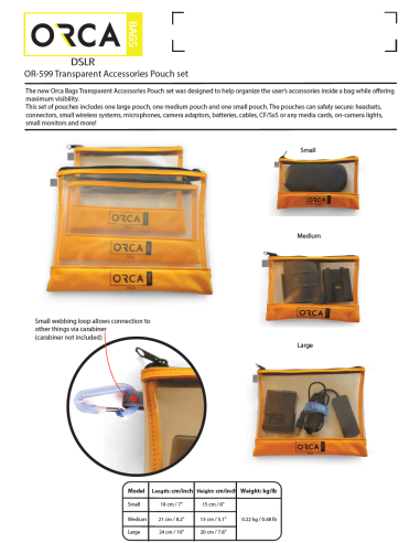 ORCA OR-599 Transparent Accessories Pouch Set