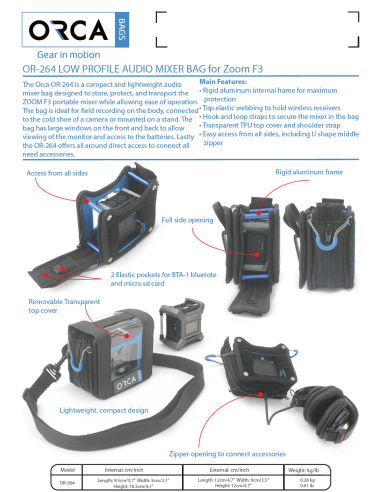 ORCA OR-264 Sacoche audio Zoom F3